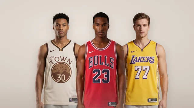 שלושה דוגמנים בגופיות NBA