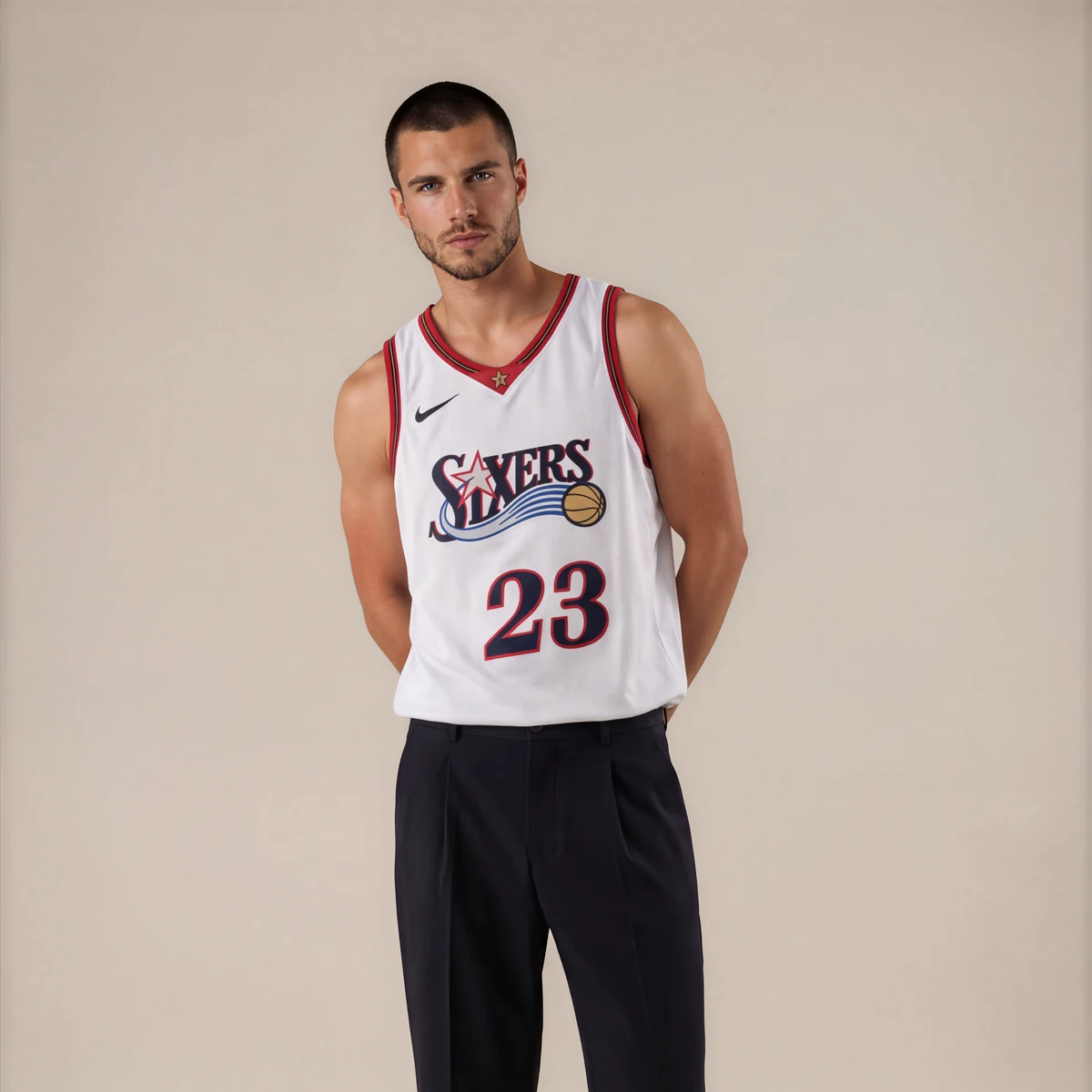 גופיית NBA לברון ג׳יימס פילדלפיה סיקסרס רטרו לבנה